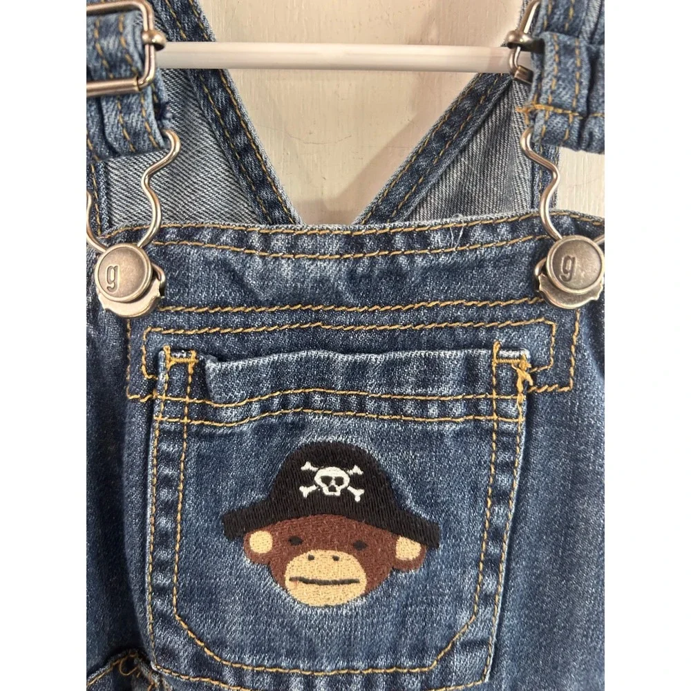 Gymboree Denim Overalls 18-24M Blue Pirate Monkey Cargo Kids
